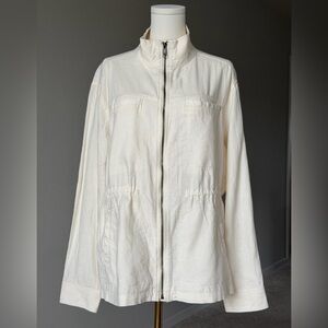 Old Navy Linen Blend Cargo Utility Safari Ivory Lightweight Jacket-L